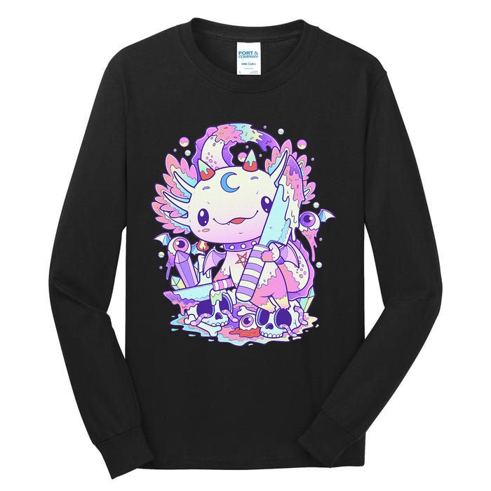 Kawaii Pastel Goth Cute and Creepy Axolotl Knife  Tall Long Sleeve T-Shirt