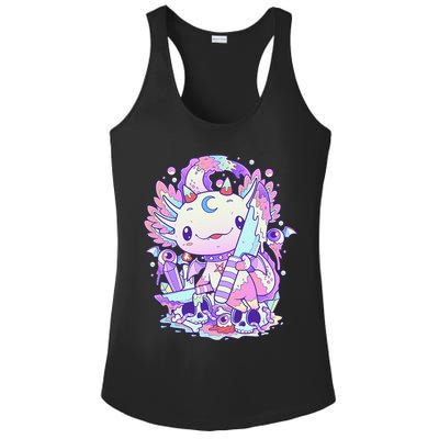Kawaii Pastel Goth Cute and Creepy Axolotl Knife  Ladies PosiCharge Competitor Racerback Tank