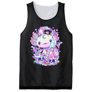 Kawaii Pastel Goth Cute and Creepy Axolotl Knife  Mesh Reversible Basketball Jersey Tank