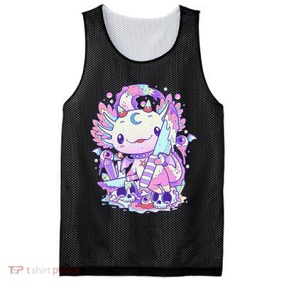 Kawaii Pastel Goth Cute and Creepy Axolotl Knife  Mesh Reversible Basketball Jersey Tank