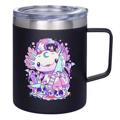 Kawaii Pastel Goth Cute and Creepy Axolotl Knife  12oz Stainless Steel Coffee Mug