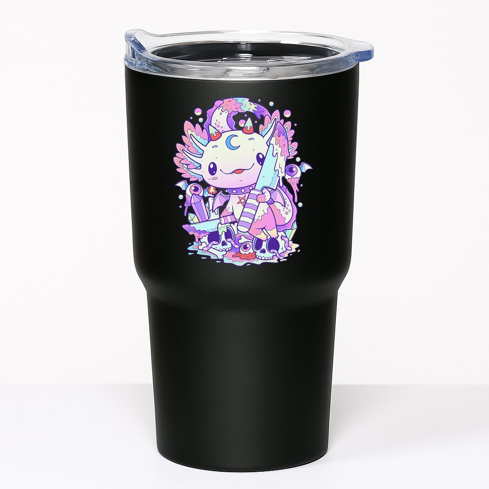 Kawaii Pastel Goth Cute and Creepy Axolotl Knife  Tumbler