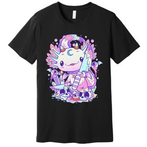 Kawaii Pastel Goth Cute and Creepy Axolotl Knife  Premium T-Shirt