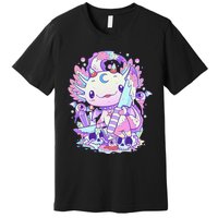 Kawaii Pastel Goth Cute and Creepy Axolotl Knife  Premium T-Shirt