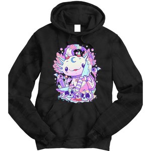 Kawaii Pastel Goth Cute and Creepy Axolotl Knife  Tie Dye Hoodie