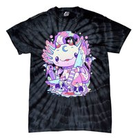 Kawaii Pastel Goth Cute and Creepy Axolotl Knife  Tie-Dye T-Shirt