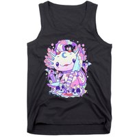 Kawaii Pastel Goth Cute and Creepy Axolotl Knife  Tank Top