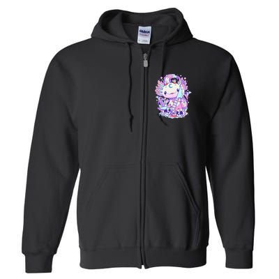 Kawaii Pastel Goth Cute and Creepy Axolotl Knife  Full Zip Hoodie