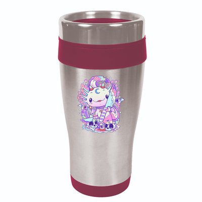 Kawaii Pastel Goth Cute and Creepy Axolotl Knife  16oz Travel Tumbler