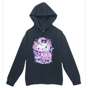 Kawaii Pastel Goth Cute and Creepy Axolotl Knife  Urban Pullover Hoodie