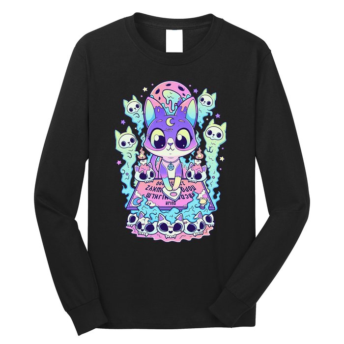 Kawaii Pastel Goth Cute and Creepy Occult Cat Ouija Board  Long Sleeve Shirt