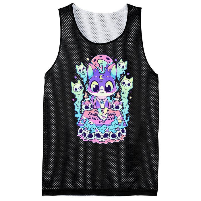 Kawaii Pastel Goth Cute and Creepy Occult Cat Ouija Board  Mesh Reversible Basketball Jersey Tank