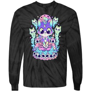 Kawaii Pastel Goth Cute and Creepy Occult Cat Ouija Board  Tie-Dye Long Sleeve Shirt