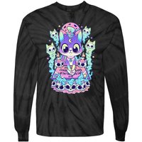 Kawaii Pastel Goth Cute and Creepy Occult Cat Ouija Board  Tie-Dye Long Sleeve Shirt