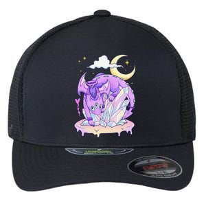 Kawaii Pastel Goth Cute Creepy Crystal Dragon  Flexfit Unipanel Trucker Cap