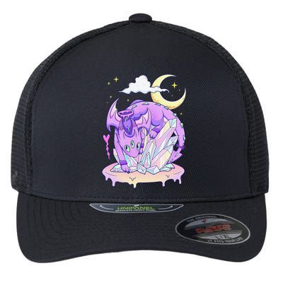 Kawaii Pastel Goth Cute Creepy Crystal Dragon  Flexfit Unipanel Trucker Cap