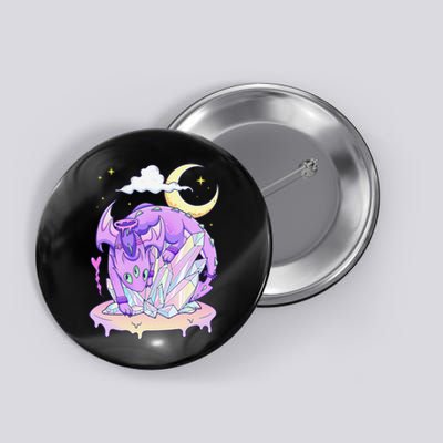 Kawaii Pastel Goth Cute Creepy Crystal Dragon  Button