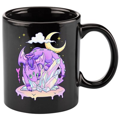 Kawaii Pastel Goth Cute Creepy Crystal Dragon  11oz C Handle Ceramic Mug