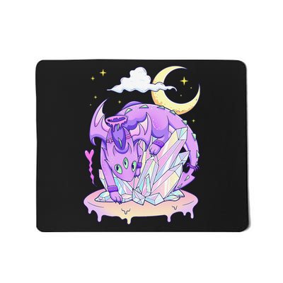 Kawaii Pastel Goth Cute Creepy Crystal Dragon  Mousepad