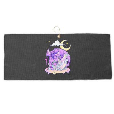 Kawaii Pastel Goth Cute Creepy Crystal Dragon  Large Microfiber Waffle Golf Towel