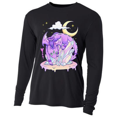 Kawaii Pastel Goth Cute Creepy Crystal Dragon  Cooling Performance Long Sleeve Crew