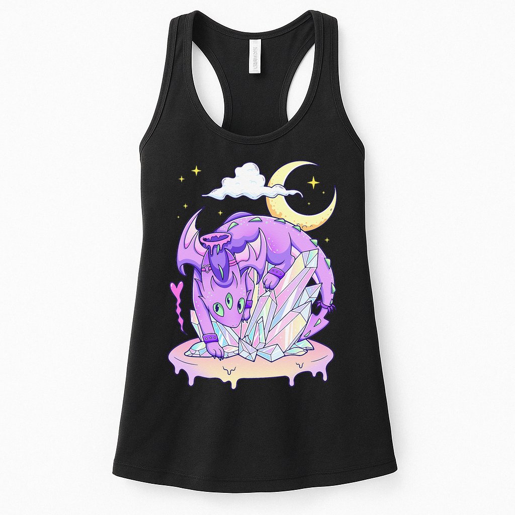 Kawaii Pastel Goth Cute Creepy Crystal Dragon  Womens Tank Top