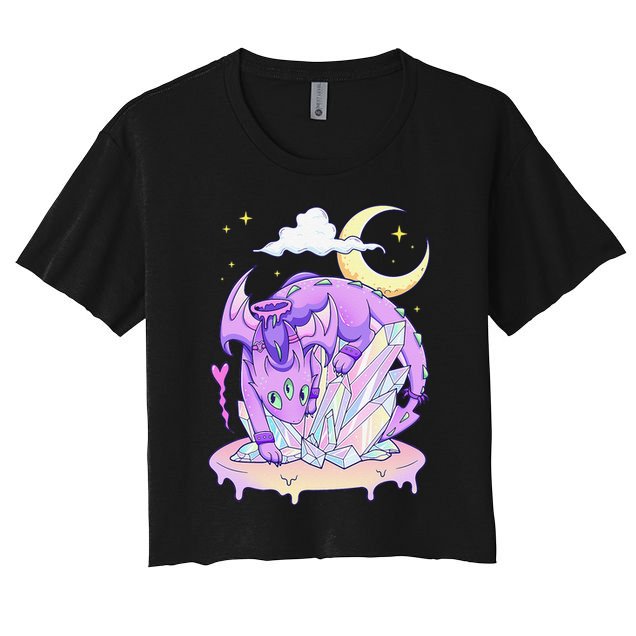 Kawaii Pastel Goth Cute Creepy Crystal Dragon  Crop Top