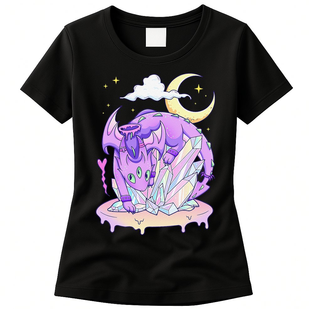 Kawaii Pastel Goth Cute Creepy Crystal Dragon  Womens T-Shirt