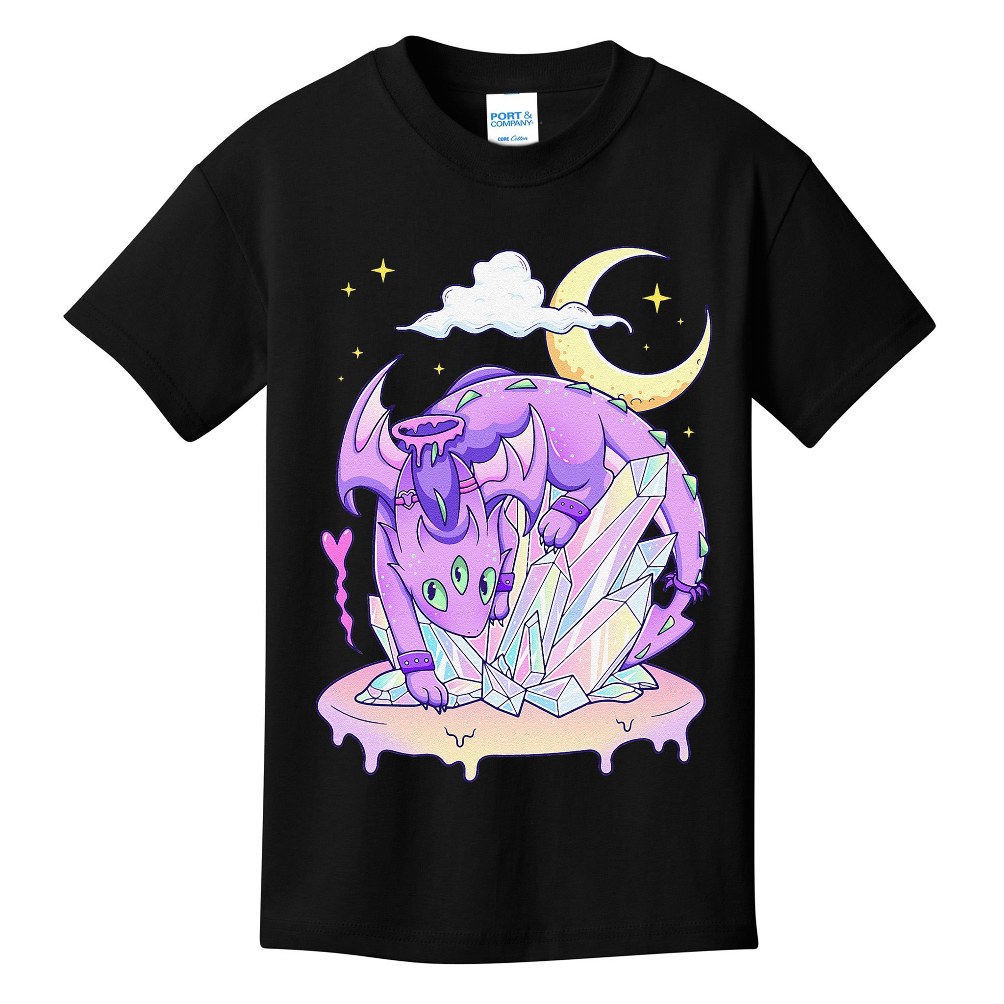 Kawaii Pastel Goth Cute Creepy Crystal Dragon  Kids T-Shirt