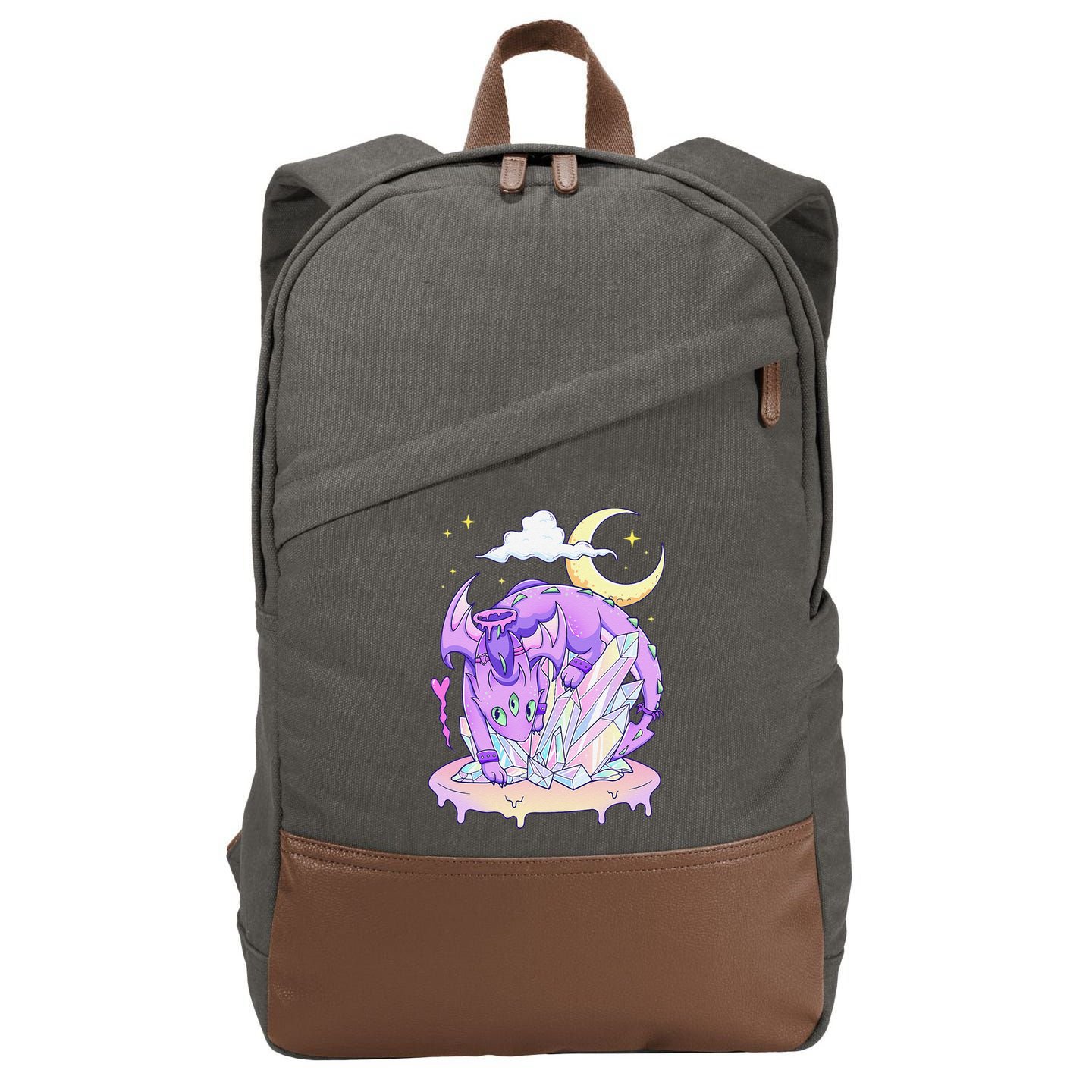 Kawaii Pastel Goth Cute Creepy Crystal Dragon  Cotton Canvas Backpack