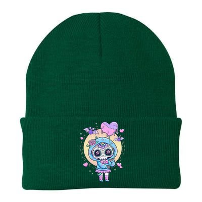 Kawaii Pastel Goth Cute Creepy Sugar Skull Day Of The Death  Knit Cap Winter Beanie