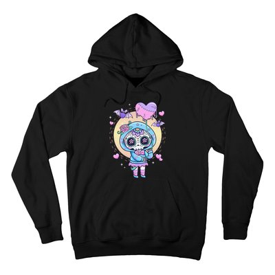 Kawaii Pastel Goth Cute Creepy Sugar Skull Day Of The Death  Hoodie