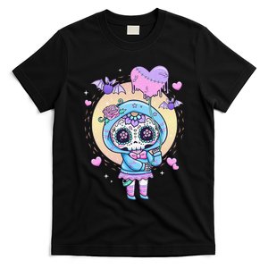 Kawaii Pastel Goth Cute Creepy Sugar Skull Day Of The Death  T-Shirt