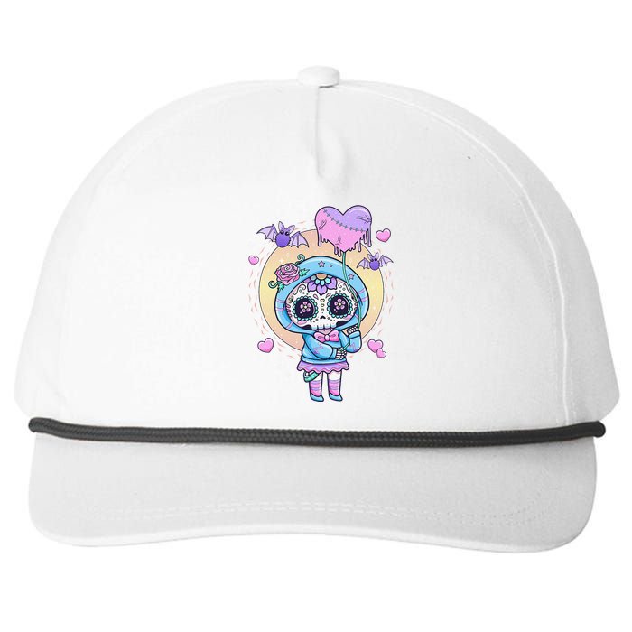 Kawaii Pastel Goth Cute Creepy Sugar Skull Day Of The Death  Snapback Five-Panel Rope Hat