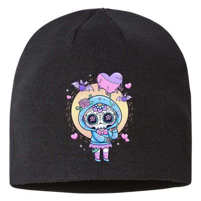 Kawaii Pastel Goth Cute Creepy Sugar Skull Day Of The Death  Sustainable Beanie