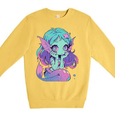 Kawaii Pastel Goth Creepy Cute Witchy Zombie Mermaid Premium Crewneck Sweatshirt