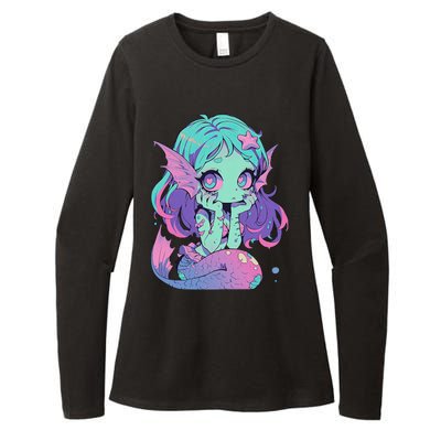 Kawaii Pastel Goth Creepy Cute Witchy Zombie Mermaid Womens CVC Long Sleeve Shirt