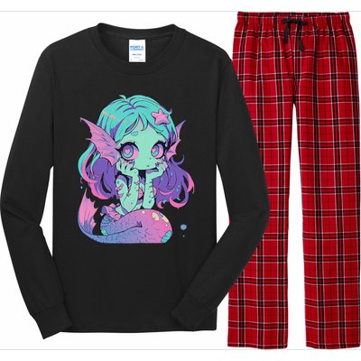 Kawaii Pastel Goth Creepy Cute Witchy Zombie Mermaid Long Sleeve Pajama Set