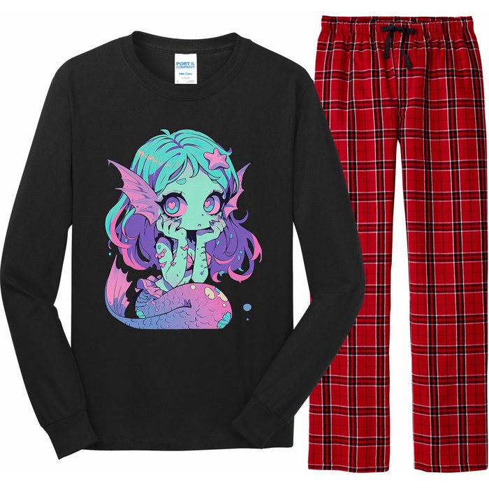 Kawaii Pastel Goth Creepy Cute Witchy Zombie Mermaid Long Sleeve Pajama Set