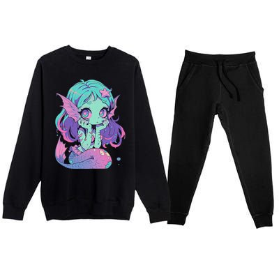 Kawaii Pastel Goth Creepy Cute Witchy Zombie Mermaid Premium Crewneck Sweatsuit Set