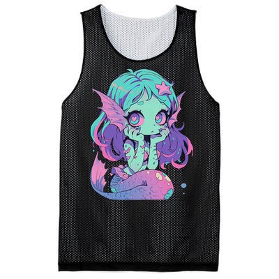 Kawaii Pastel Goth Creepy Cute Witchy Zombie Mermaid Mesh Reversible Basketball Jersey Tank