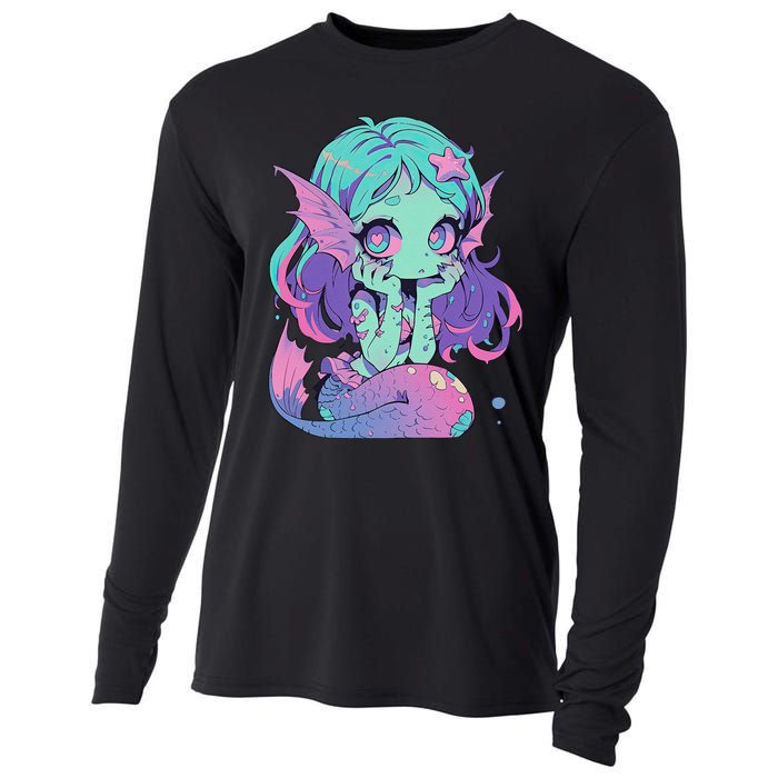 Kawaii Pastel Goth Creepy Cute Witchy Zombie Mermaid Cooling Performance Long Sleeve Crew