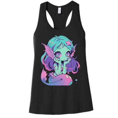 Kawaii Pastel Goth Creepy Cute Witchy Zombie Mermaid Women's Racerback Tank