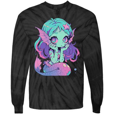 Kawaii Pastel Goth Creepy Cute Witchy Zombie Mermaid Tie-Dye Long Sleeve Shirt