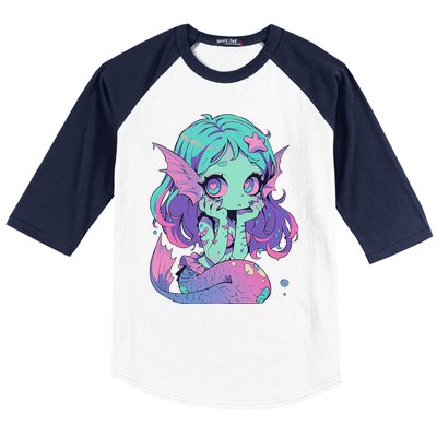 Kawaii Pastel Goth Creepy Cute Witchy Zombie Mermaid Baseball Sleeve Shirt