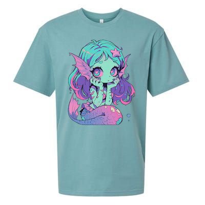 Kawaii Pastel Goth Creepy Cute Witchy Zombie Mermaid Sueded Cloud Jersey T-Shirt