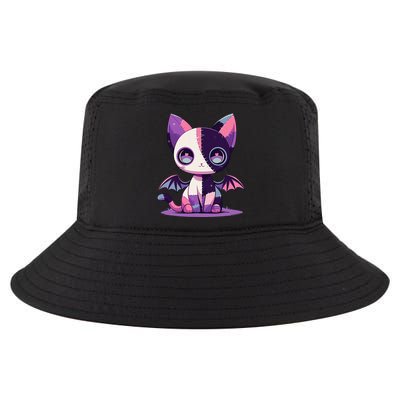 Kawaii Pastel Goth Creepy Cute Witchy Zombie Patchwork Cat Cool Comfort Performance Bucket Hat