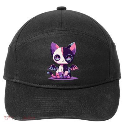Kawaii Pastel Goth Creepy Cute Witchy Zombie Patchwork Cat 7-Panel Snapback Hat