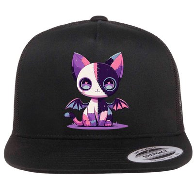 Kawaii Pastel Goth Creepy Cute Witchy Zombie Patchwork Cat Flatbill Hat