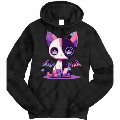 Kawaii Pastel Goth Creepy Cute Witchy Zombie Patchwork Cat Tie Dye Hoodie